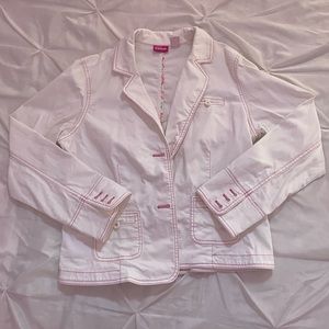 White and Pink contrast stitch Jacket, Size M, Cappagallo